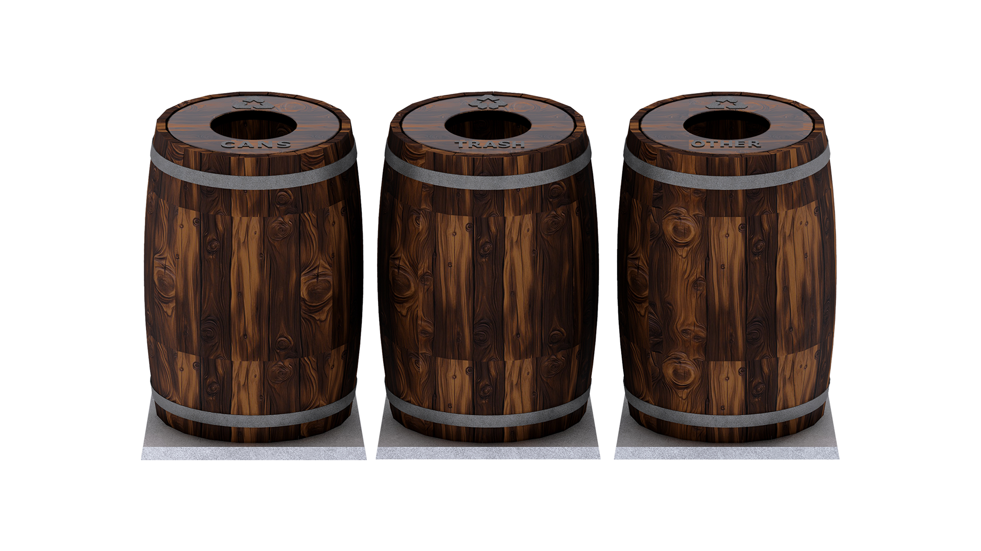 Barrel Trio Trash Bin