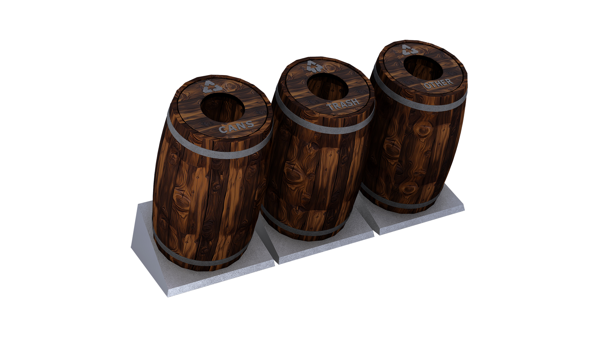 Barrel Trio Trash Bin